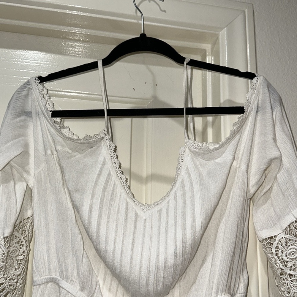 TOPSHOP White Lace Trim mini dress or top